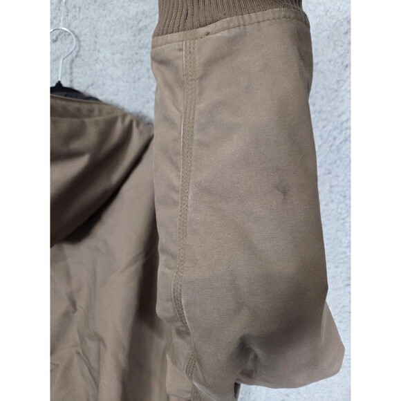Carhartt Jacket Mens Large Brown Hooded Canvas Quick Duck Full Zip Workwear Coat - Picture 6 of 15